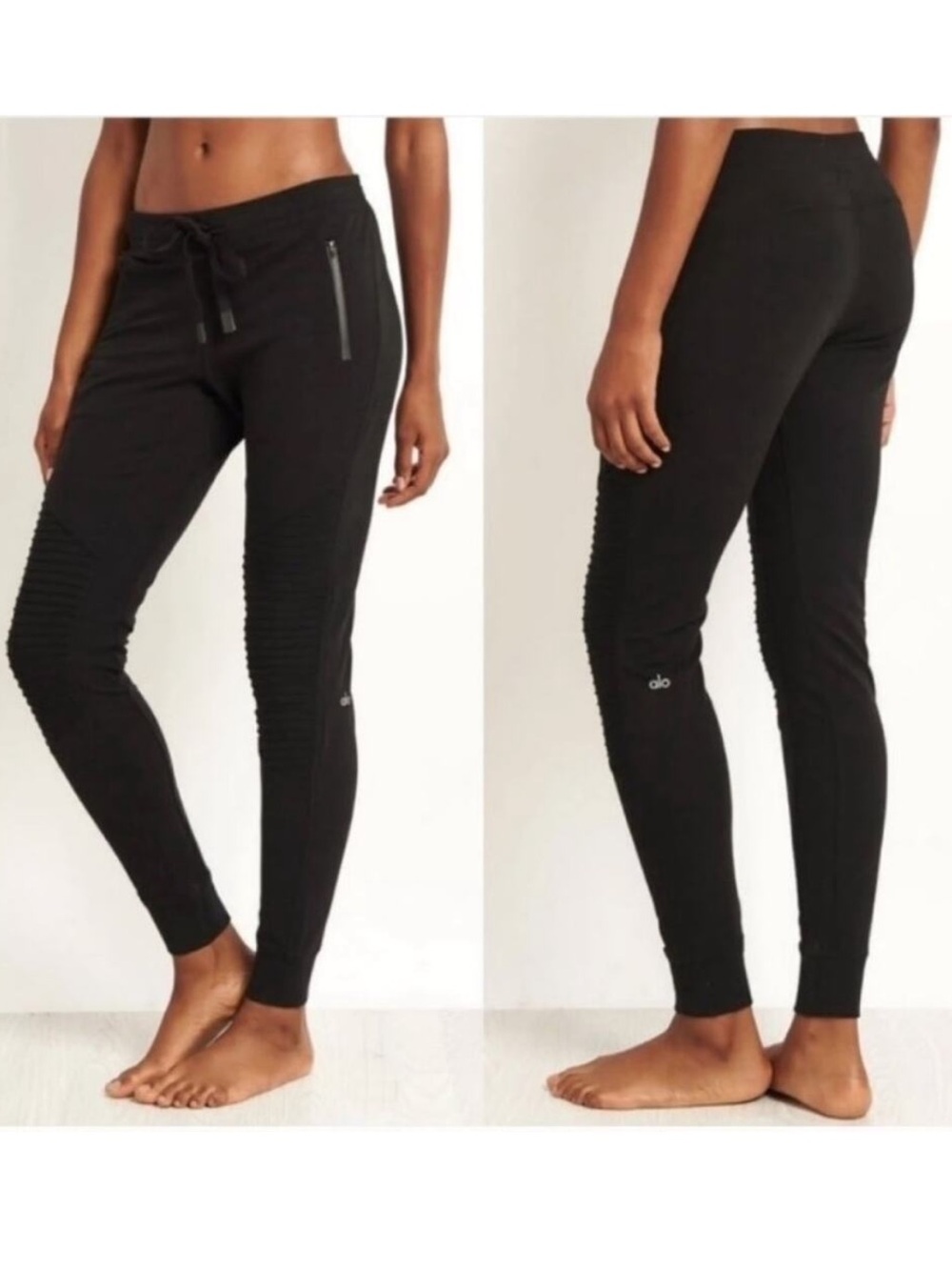 ALO Yoga Black Urban Moto Jogger with Drawstring Waist